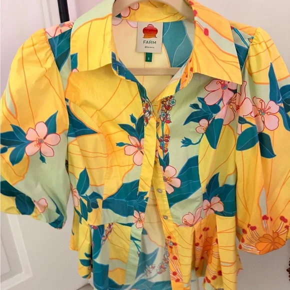 FARM Rio Yellow and Blue Floral Blouse - Picture 3 of 4